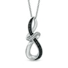 Thumbnail Image 0 of Enhanced Black and White Diamond Accent Abstract Infinity Pendant in Sterling Silver