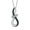 Thumbnail Image 1 of Enhanced Black and White Diamond Accent Abstract Infinity Pendant in Sterling Silver