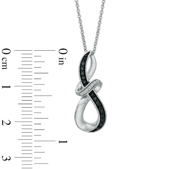 Enhanced Black and White Diamond Accent Abstract Infinity Pendant in Sterling Silver