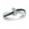 Thumbnail Image 0 of Enhanced Black and White Diamond Accent Abstract Infinity Knot Ring in Sterling Silver