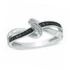 Thumbnail Image 1 of Enhanced Black and White Diamond Accent Abstract Infinity Knot Ring in Sterling Silver