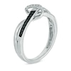 Thumbnail Image 1 of Enhanced Black and White Diamond Accent Abstract Infinity Knot Ring in Sterling Silver