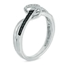 Thumbnail Image 2 of Enhanced Black and White Diamond Accent Abstract Infinity Knot Ring in Sterling Silver