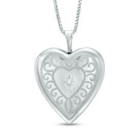 Diamond Accent Heart Locket Pendant in Sterling Silver