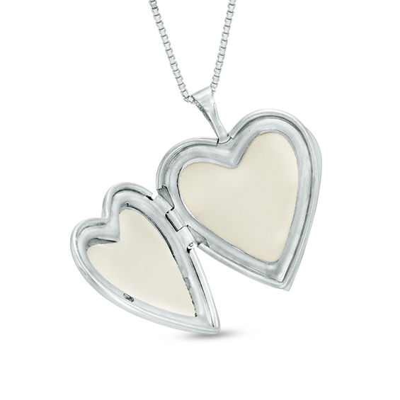 Diamond Accent Heart Locket Pendant in Sterling Silver