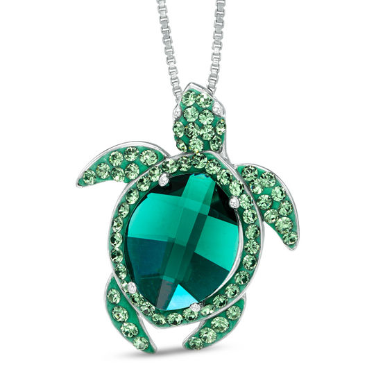 Green Crystal Turtle Pendant in Sterling Silver | Online Exclusives ...