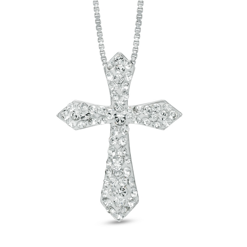 Crystal Cross Pendant in Sterling Silver