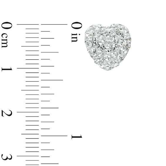 Crystal Heart Stud Earrings in Sterling Silver