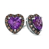 Thumbnail Image 1 of 6.0mm Heart-Shaped Amethyst and Smoky Quartz Stud Earrings in Sterling Silver