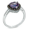 Thumbnail Image 2 of 8.0mm Heart-Shaped Amethyst, Smoky Quartz and Lab-Created White Sapphire Ring in Sterling Silver