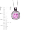 Thumbnail Image 2 of 9.0mm Cushion-Cut Lab-Created Pink and White Sapphire Pendant in Sterling Silver