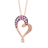 Thumbnail Image 0 of Lab-Created Pink Sapphire and Diamond Accent Heart Pendant in 10K Rose Gold
