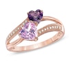Thumbnail Image 1 of Heart-Shaped Amethyst and Lab-Created Pink and White Sapphire Ring in 10K Rose Gold