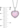 Thumbnail Image 1 of Heart-Shaped Lab-Created Pink Opal and Pink Sapphire Heart Pendant in Sterling Silver