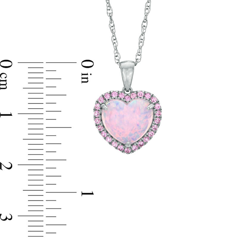 Main Image 2 of Heart-Shaped Lab-Created Pink Opal and Pink Sapphire Heart Pendant in Sterling Silver