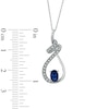 Thumbnail Image 1 of Oval Blue Sapphire and Diamond Accent Swirling Loop Pendant in 10K White Gold