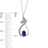 Thumbnail Image 2 of Oval Blue Sapphire and Diamond Accent Swirling Loop Pendant in 10K White Gold