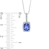 Thumbnail Image 2 of Cushion-Cut Tanzanite and 1/10 CT. T.W. Diamond Frame Pendant in 10K White Gold