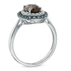 Thumbnail Image 2 of Oval Smoky Quartz, London Blue Topaz and Diamond Accent Frame Ring in 10K White Gold