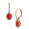 Thumbnail Image 1 of Oval Fire Opal and 1/6 CT. T.W. Diamond Frame Drop Earrings in 10K Rose Gold