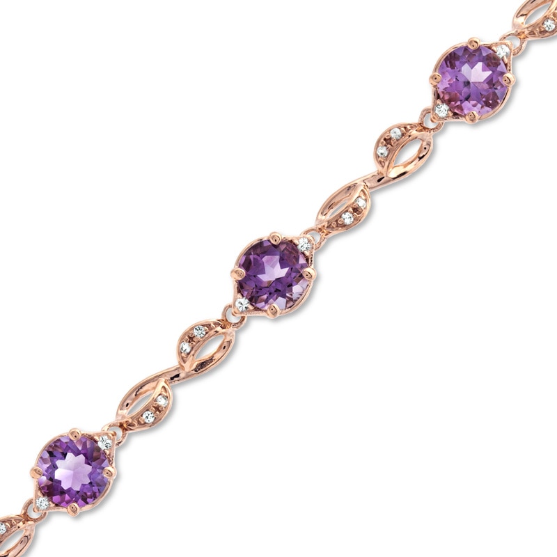 6.0mm Amethyst and Lab-Created White Sapphire Infinity Bracelet in Sterling Silver with 14K Rose Gold Plate - 7.25"