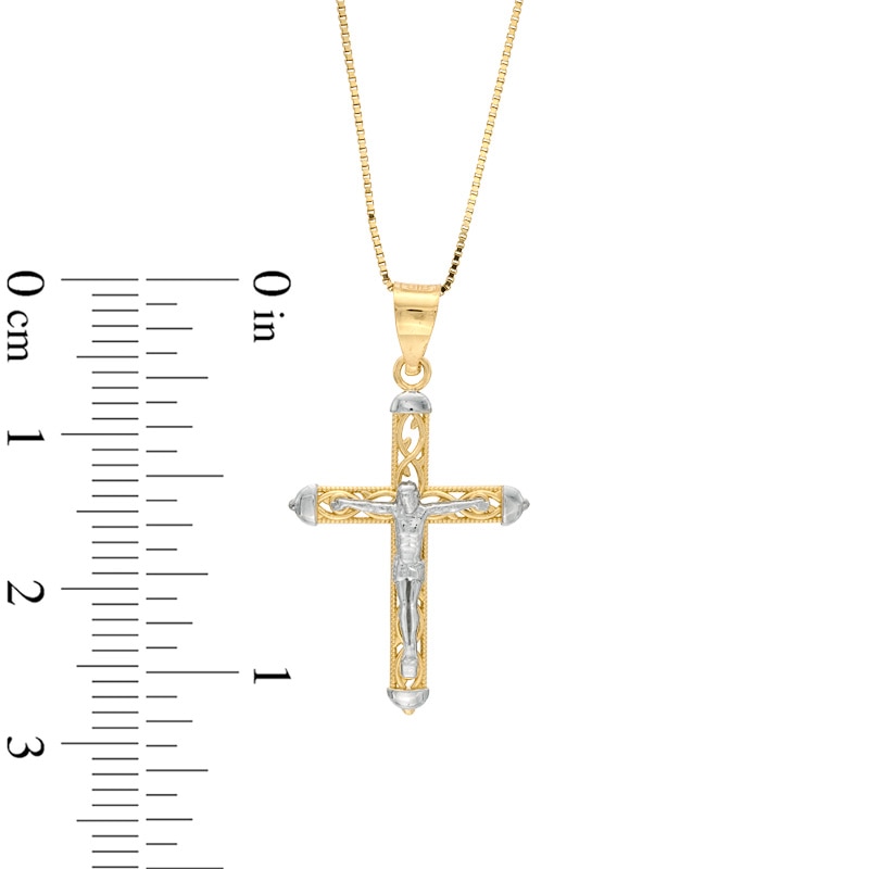 Main Image 2 of Crucifix Pendant in 10K Two-Tone Gold