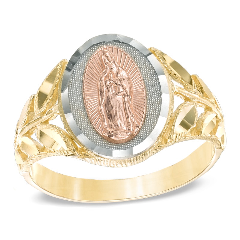 Main Image 1 of Our Lady of Guadalupe Ring in 10K Tri-Tone Gold