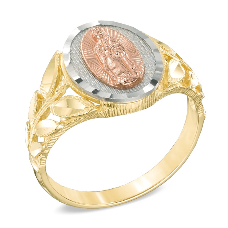 Main Image 2 of Our Lady of Guadalupe Ring in 10K Tri-Tone Gold