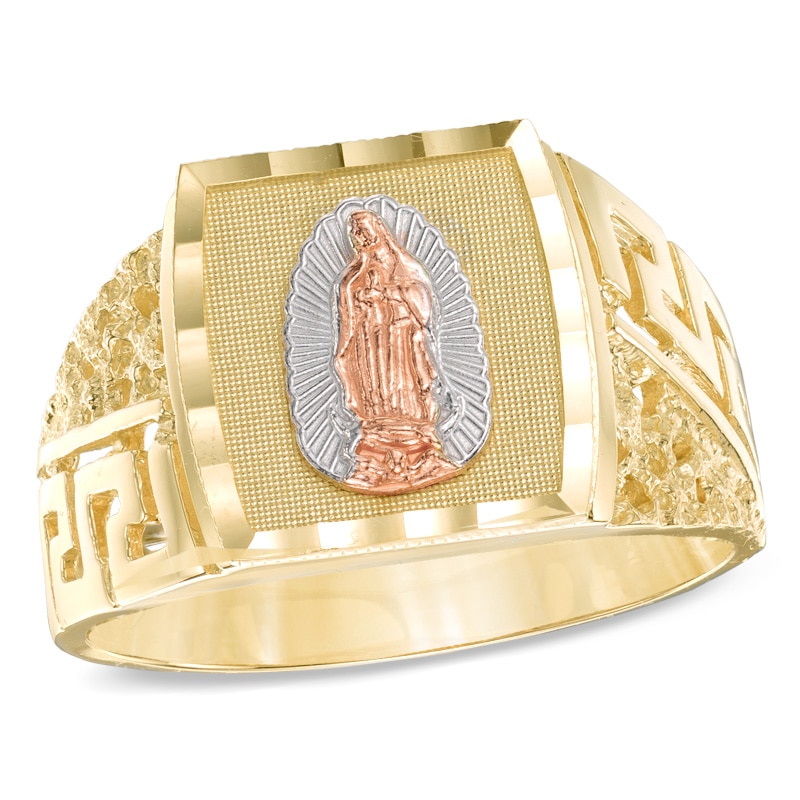 Men's Our Lady of Guadalupe Ring in 10K Two-Tone Gold