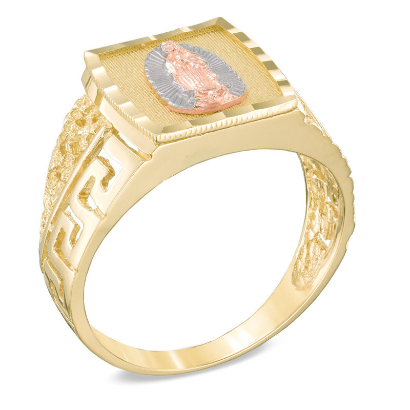 Men's Our Lady of Guadalupe Ring in 10K Two-Tone Gold