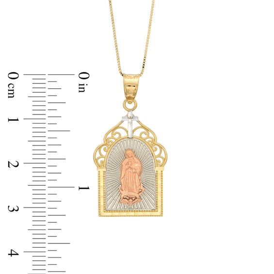 Our Lady of Guadalupe Pendant in 10K Tri-Tone Gold