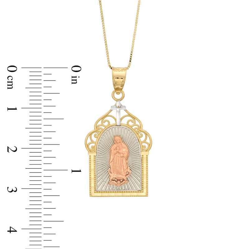 Main Image 2 of Our Lady of Guadalupe Pendant in 10K Tri-Tone Gold