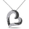 Thumbnail Image 1 of 1/3 CT. T.W. Enhanced Black and White Diamond Tilted Heart Pendant in 10K White Gold - 17"