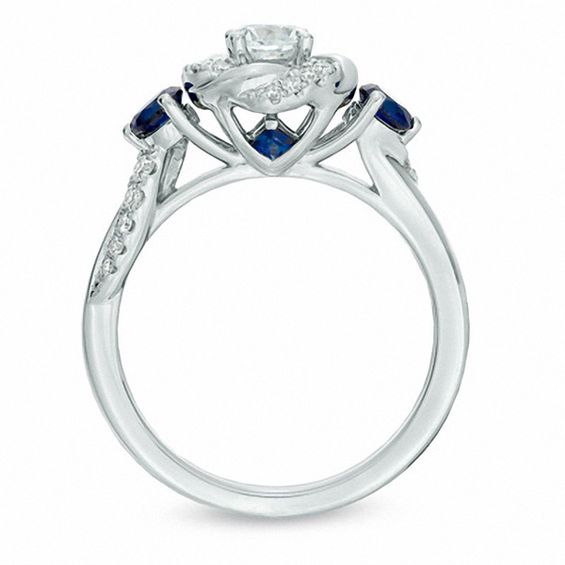 Vera Wang Love Collection 5/8 CT. T.W. Diamond and Blue Sapphire Swirl ...