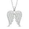 Thumbnail Image 1 of Lab-Created White Sapphire Angel Wings Pendant in Sterling Silver