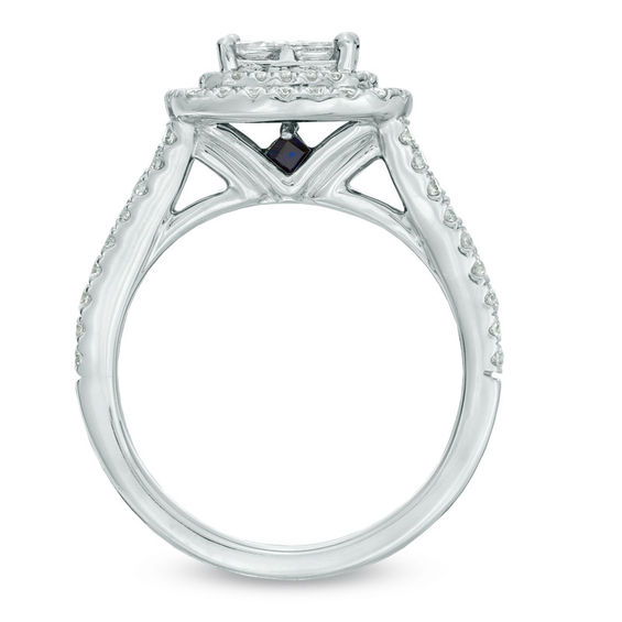 Vera Wang Love Collection 1-1/5 CT. T.w. Quad Princess-Cut Diamond Frame Engagement Ring in 14K White Gold