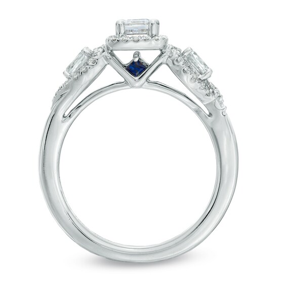 Vera Wang Love Collection 1 CT. T.w. Emerald-Cut Diamond Three Stone Engagement Ring in 14K White Gold