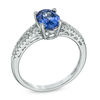 Thumbnail Image 1 of Oval Tanzanite and 1/5 CT. T.W. Diamond Ring in 14K White Gold