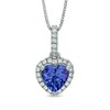 Thumbnail Image 1 of 6.0mm Heart-Shaped Tanzanite and 1/8 CT. T.W. Diamond Pendant in 10K White Gold