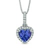 Thumbnail Image 0 of 6.0mm Heart-Shaped Tanzanite and 1/8 CT. T.W. Diamond Pendant in 10K White Gold