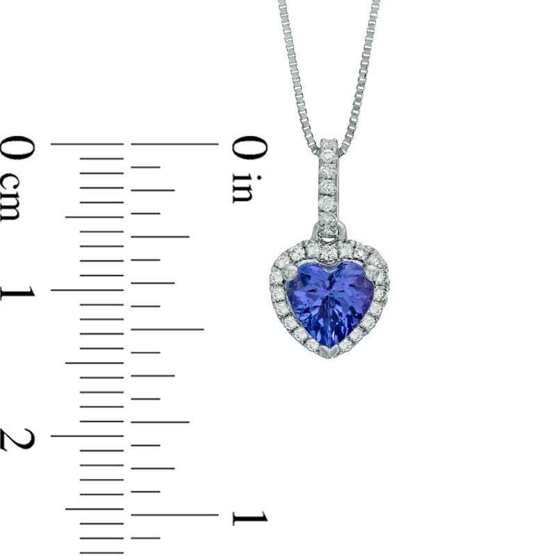 Main Image 2 of 6.0mm Heart-Shaped Tanzanite and 1/8 CT. T.W. Diamond Pendant in 10K White Gold