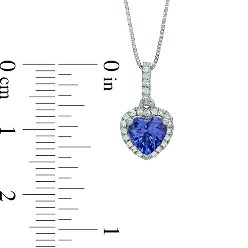 6.0mm Heart-Shaped Tanzanite and 1/8 CT. T.W. Diamond Pendant in 10K White Gold