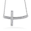 Thumbnail Image 1 of 1/10 CT. T.W. Diamond Curved Sideways Cross Necklace in Sterling Silver