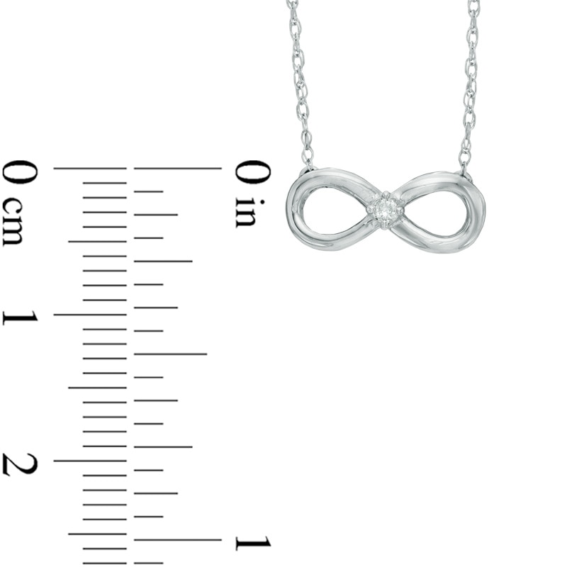 Main Image 2 of Diamond Accent Solitaire Sideways Infinity Necklace in 10K White Gold