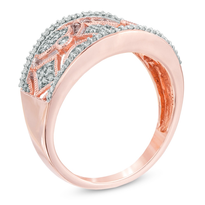 1/4 CT. T.W. Diamond Vintage-Style Band in 10K Rose Gold