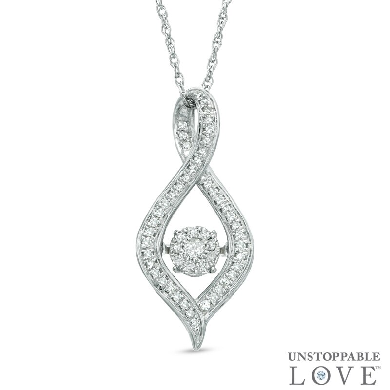 Main Image 1 of 1/6 CT. T.W. Diamond Infinity Pendant in 10K White Gold