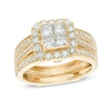 Thumbnail Image 1 of 1-1/2 CT. T.W. Quad Princess-Cut Diamond Frame Bridal Set in 14K Gold