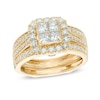 Thumbnail Image 0 of 1-1/2 CT. T.W. Quad Princess-Cut Diamond Frame Bridal Set in 14K Gold