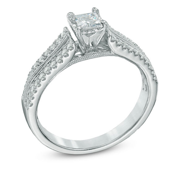1/2 CT. T.w. Princess-Cut Diamond Split Shank Engagement Ring in 10K White Gold
