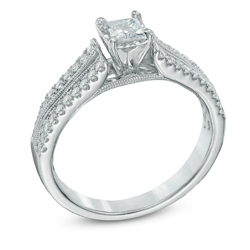 1/2 CT. T.W. Princess-Cut Diamond Split Shank Engagement Ring in 10K White Gold